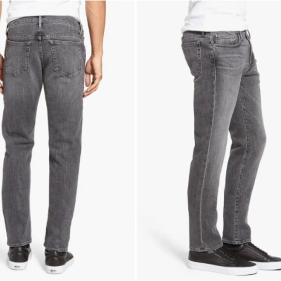 FRAME Men's Gray Black L'homme Slim Fit Jeans, Bedwell In Badlands Size 32 Short - Picture 2 of 12